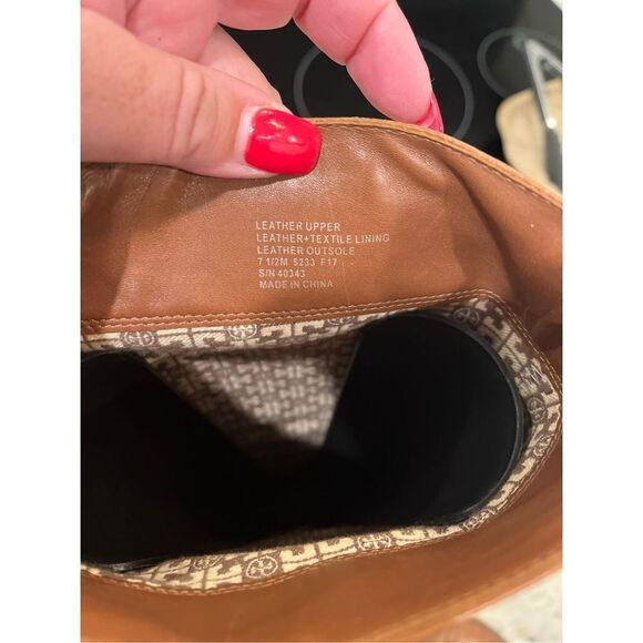 Tory Burch Sofia Brown Leather Riding Boots sz 7-1/2 - Picture 9 of 9